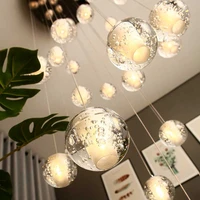 modern led crystal glass ball pendant lights fixtures multiple staircase lamps bar hanging lamp for hotel villa duplex apartment