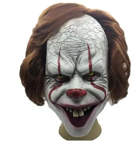 latex mask Светодиодный маска клоуна Pennywise Stephen King's It Chapter Two Masque Movie шлем для косплея маски - Цвет: latex mask