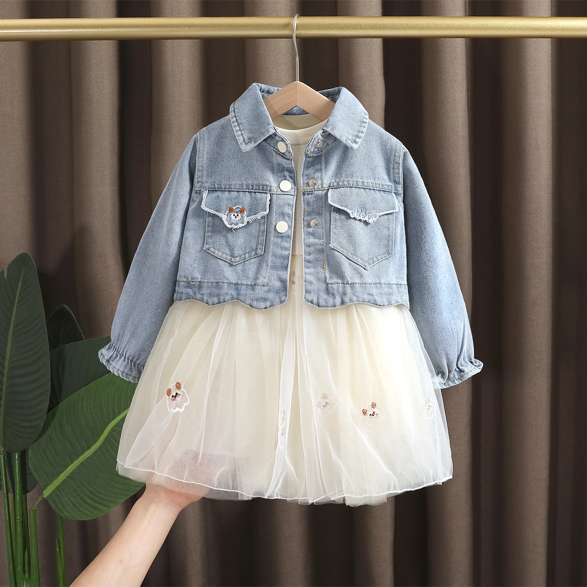 2 шт. джинсовая куртка и юбка-пачка с длинным рукавом | Мать ребенок