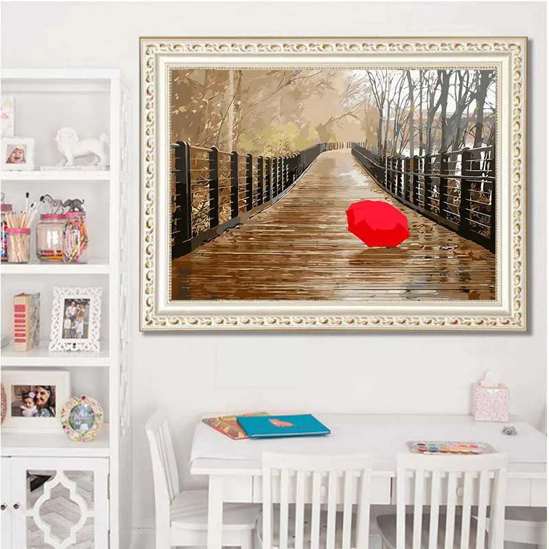 5D DIY Алмазная картина лесной пейзаж вышивка Ландшафтный мост зонтик крестиком