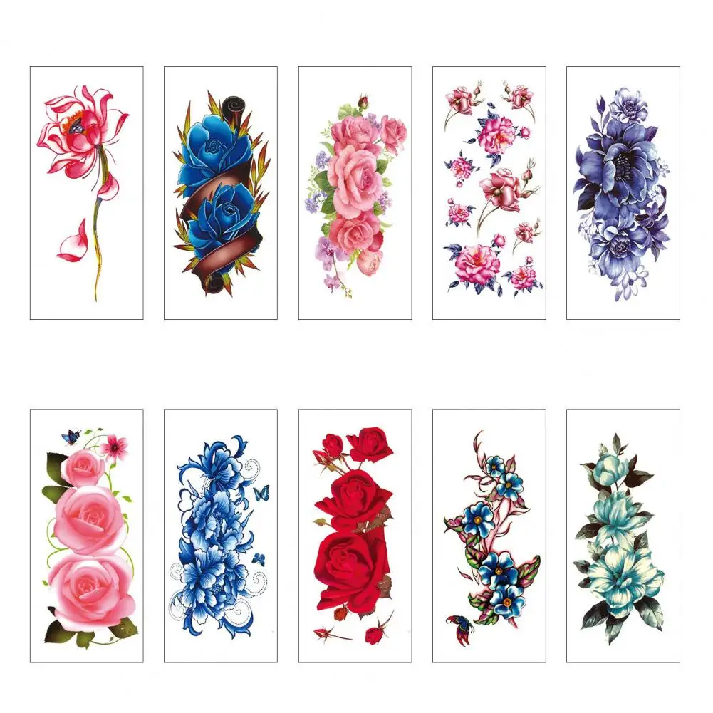 

Waterproof Temporary Tattoo Self-adhesive Bright Color Rose Flower Fashion Temporary Tattoo Sticker