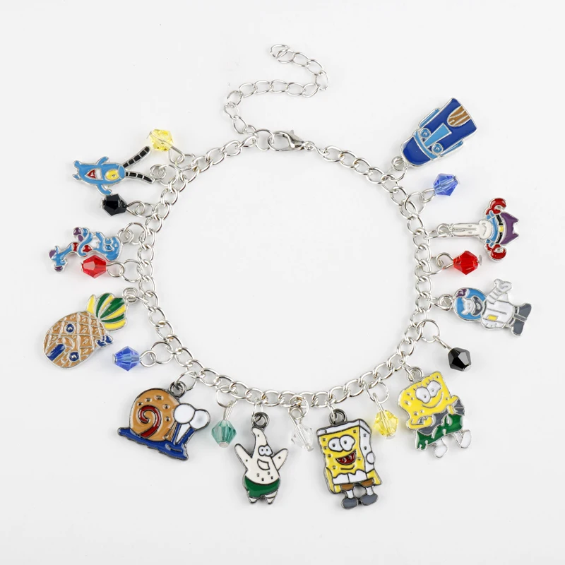

Anime Sponge Bobs Bracelet for Women Star Sheldons Pendant Jewellery Alloy Bracelets for Girls