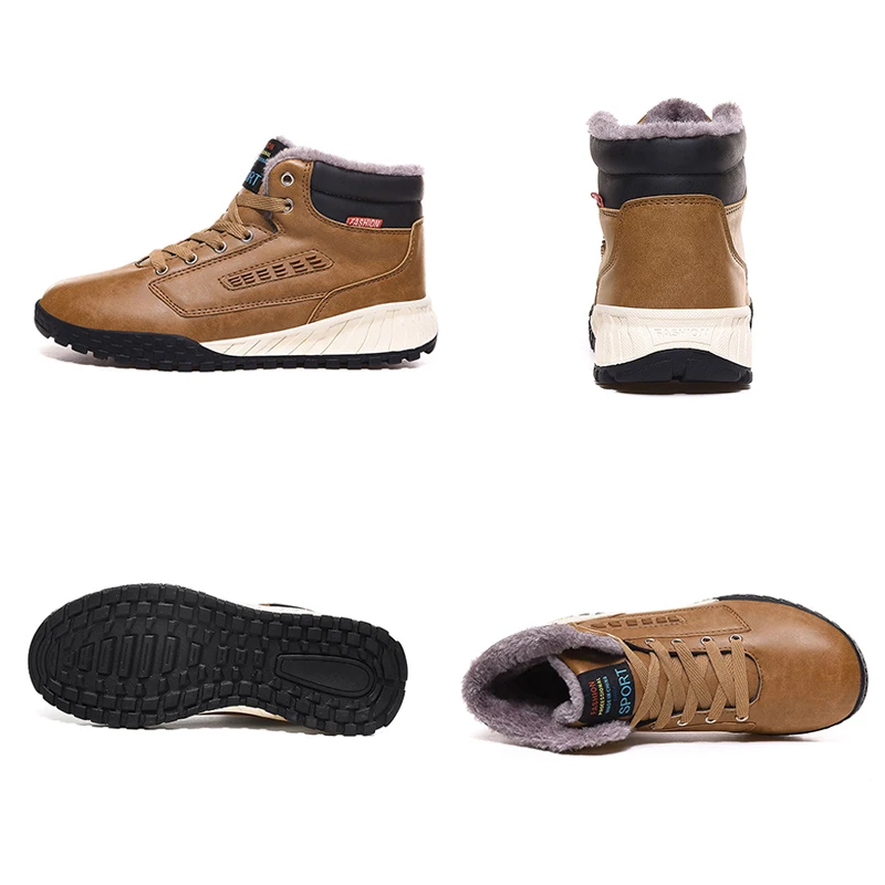 Men Boots Winter Shoes Plus Size 39-48 Warm Ankle Botas Hombre Leather Plush Sneakers Mens | Обувь