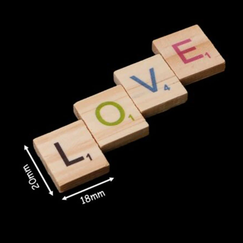 

New 100pcs Wooden Tiles Colorful Letters Numbers for Crafts Wood Alphabet Toy