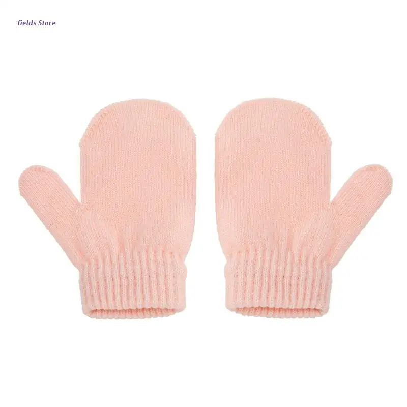 

1 пара, зимние детские вязаные варежки, однотонные теплые перчатки с пальцами для маленьких девочек и мальчиков