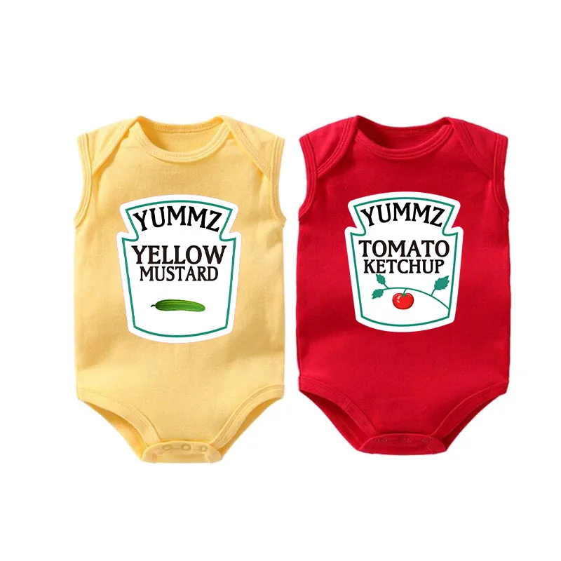 Culbutomind Yummz томатный кетчуп желтый горчичный красный и желтый боди для маленьких мальчиков двойняшки детская одежда для близнецов для маленьких мальчиков и девочек - Цвет: beixi tomato