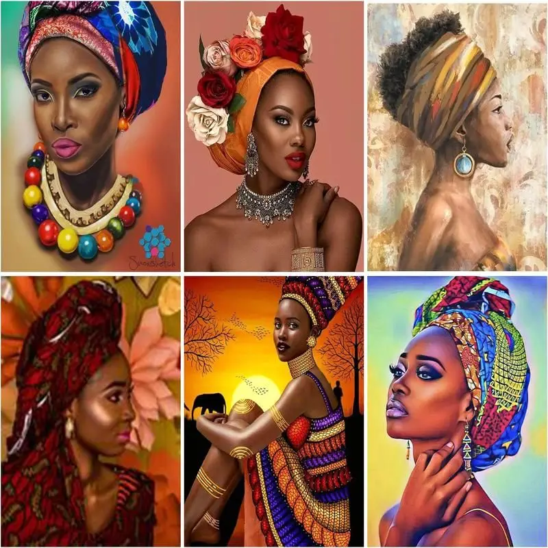

Gatyztory 60x75cm Frame Painting By Numbers For Adults Children Figure African Woman Paint By Number Home Wall Decoration Crafts