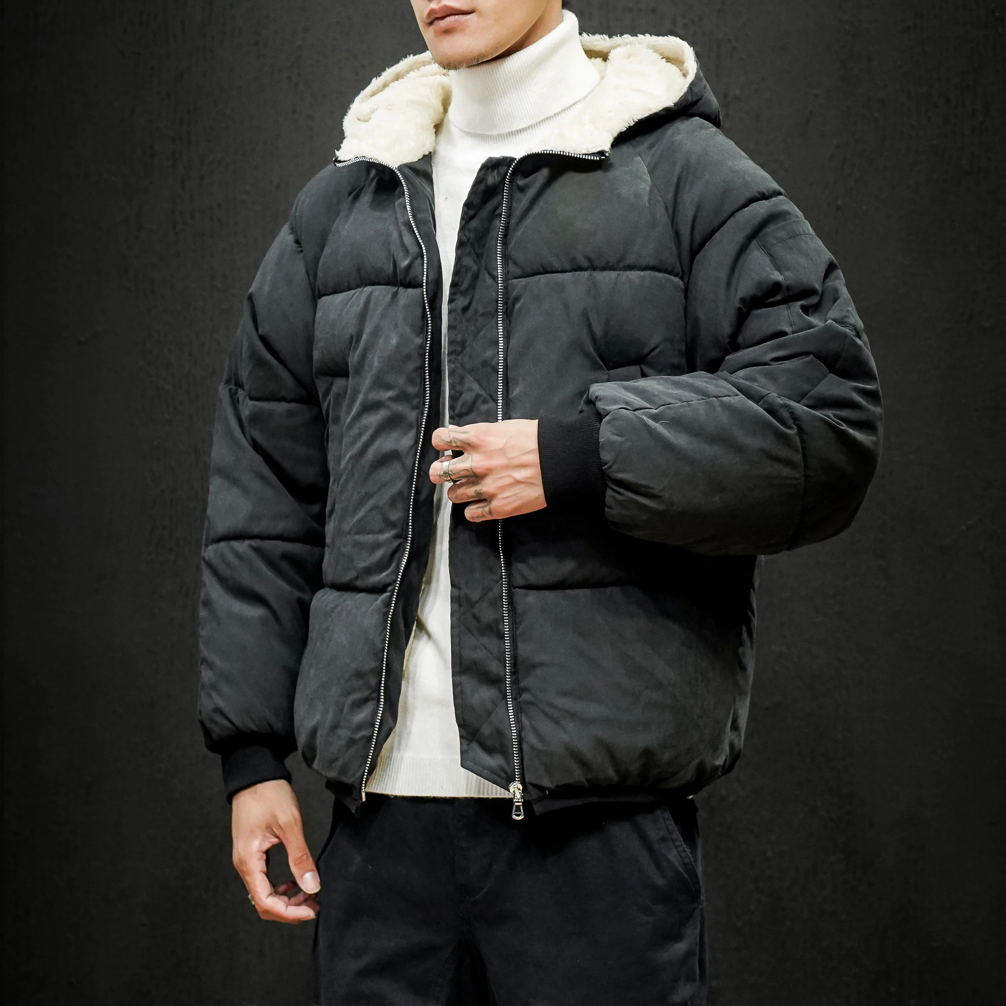 

Thick Cotton Coat 2020 Autumn Winter New Temperament Men's Casual Simple Style Bread Suit Street Hip-Hop Cotton Coat Cool