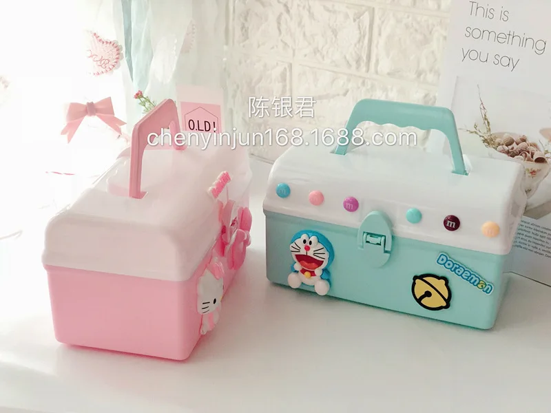 Hello kitty Пластиковый Контейнер Для Хранения Подарочная игрушка коробка для ювелирных изделий ящик для косметики Настольный органайзер для таблеток