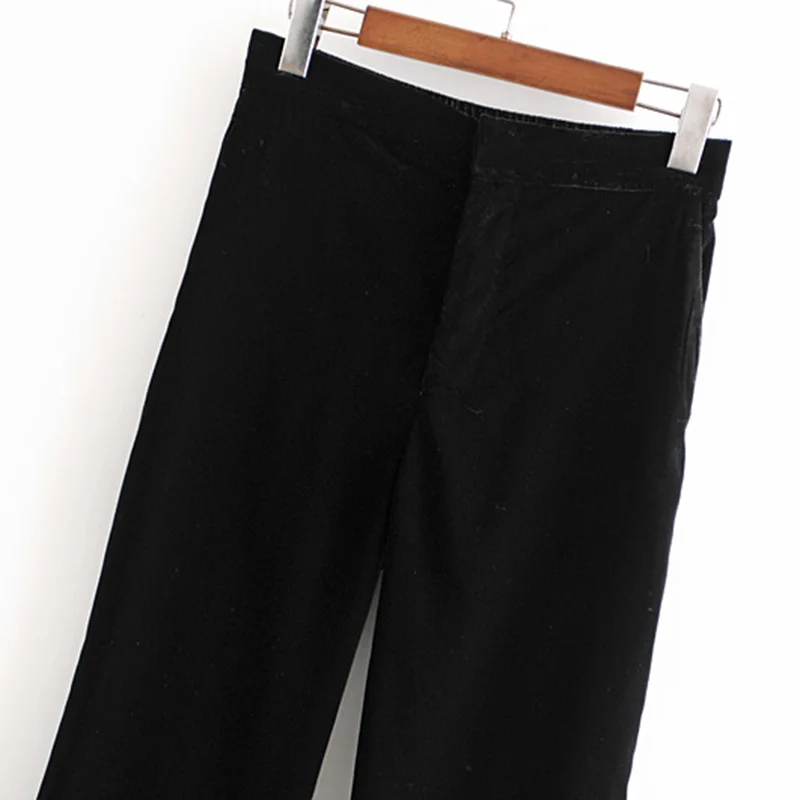 Винтажные элегантные черные бархатные прямые брюки для женщин 2019 модные офисные
