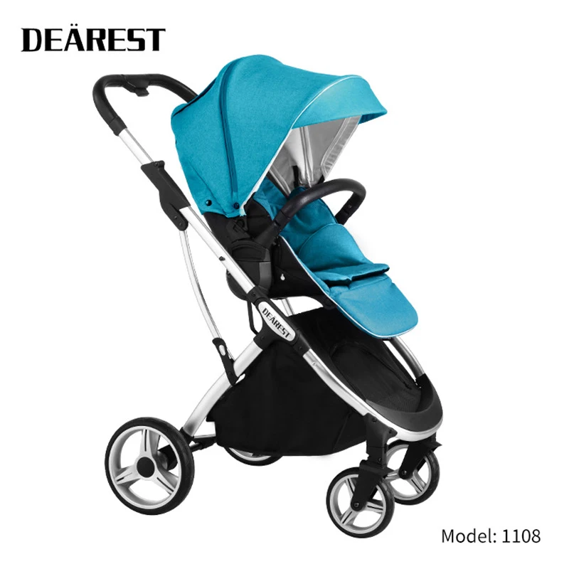 

DEAREST Stroller Lightweight Foldable Sitting and Reclining Stroller Four-wheel Shock Absorber Two-way High Landscape Stroller