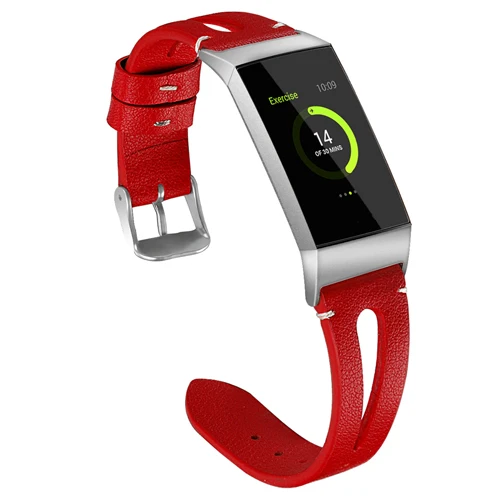 red Модный кожаный ремешок для Fitbit Charge 3 band спортивные Смарт-часы замена браслета ремень браслет часы ремешок - Цвет ремешка: red