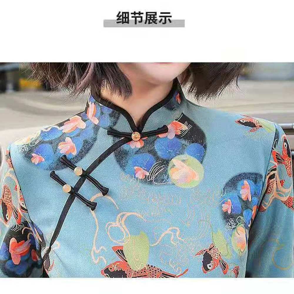 

New Style Chinois Femme Cheongsam Improvement Daily Ladies Low Slit Qipao Short Dresses Cotton Lattice Chinese Traditional Dress