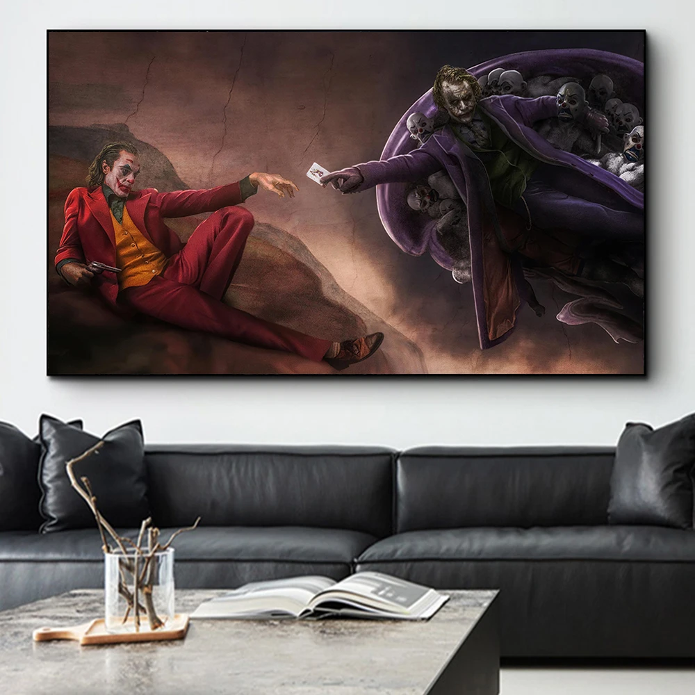 

Joker Hand to Hand Graffiti Art Paintings On the Wall Art Posters And Prints Heath Ledger Joker Modern Art Pictures Home Decor