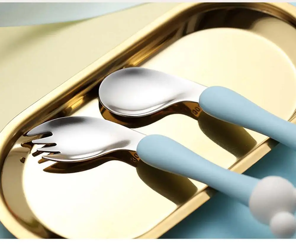 Ложка для новорожденного ребенка из полипропилена вилка милые Мультяшные