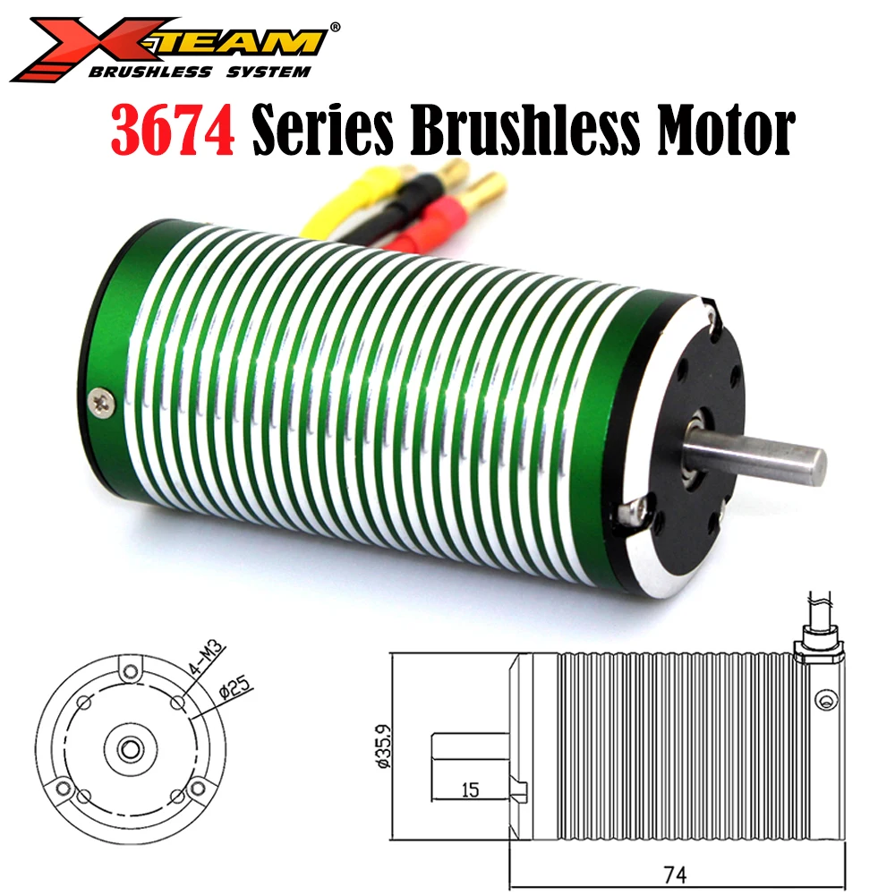 

X-TEAM 3674 5mm Waterproof Brushless Motor for HPI Remo XLH HSP TRAX 1/8 Buggy Monster on road RC Car 650-8100mm Boat 90mm EDF