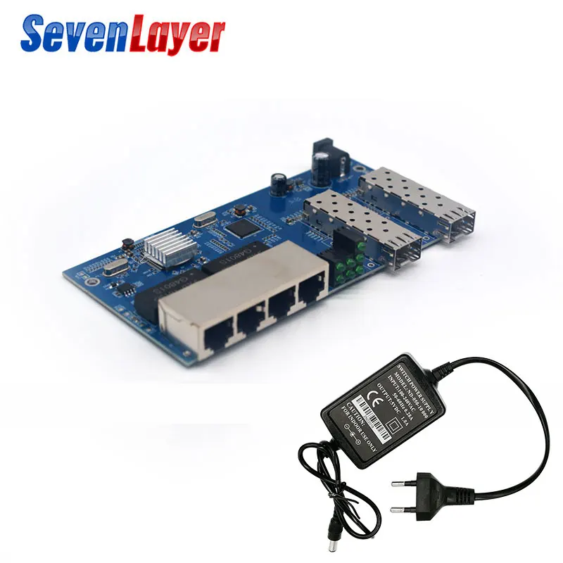 Волоконно-оптический медиаконвертер 4 RJ45 2 SFP Gigabit Ethernet коммутатор 10/100/1000 м UTP волоконно-портовый плата PCBA