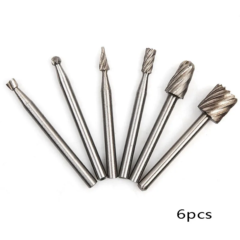 6pcs/Set Dremel Rotary Tools Mini Drill Bit Set HSS Router Grinding Bits Milling Cutters For Wood Metal Carving | Инструменты
