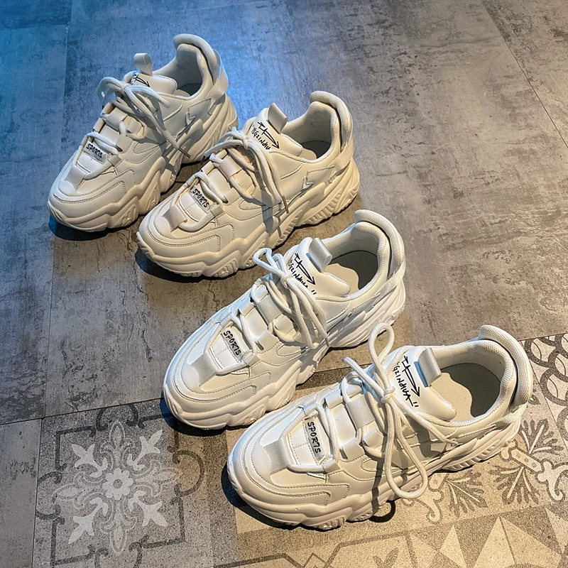 

DLEK Fashion Platform Sneakers Lace-Up Mesh Middle Heel Platform Women Shoes for All Season Trendy Female Soft Dad Sneakers