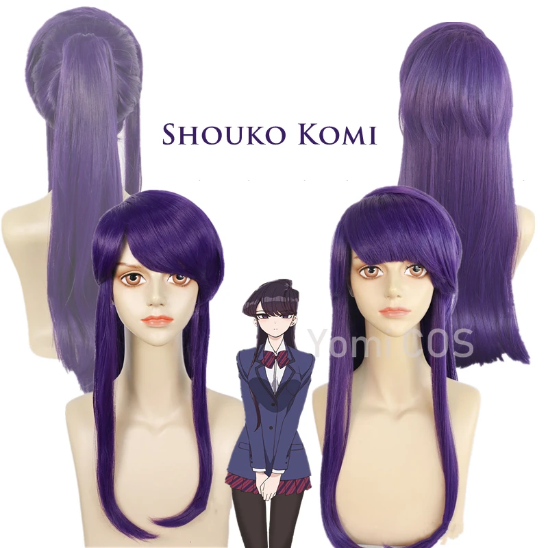 

Парик Komi San из аниме Shouko Komi, парик для косплея Komi, не может общаться, фиолетовый длинный парик Komi-san Wa Komyushou Desu, бесплатная парик, шапка для девушек
