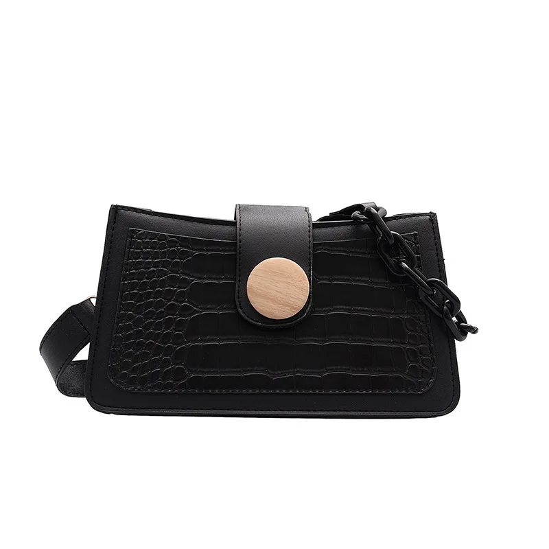 

On the new French niche crocodile pattern acrylic single shoulder small foreign gas Joker milk tea armpit bag