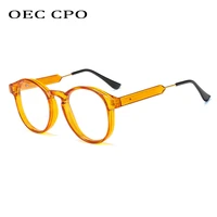 oec cpo transparent round optical glasses women men fashion clear lens glasses frame female classic black orange spectacle frame