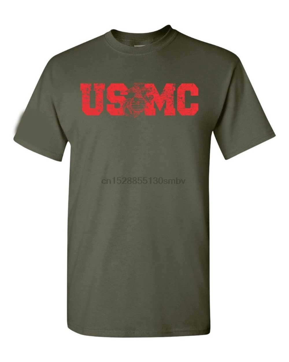 

Usmc Block Red Print American Flag on Sleeve Marine Corp Brand 2020 New T Shirt Man Cotton T-Shirt Men Clothing Cartoon T Shirts