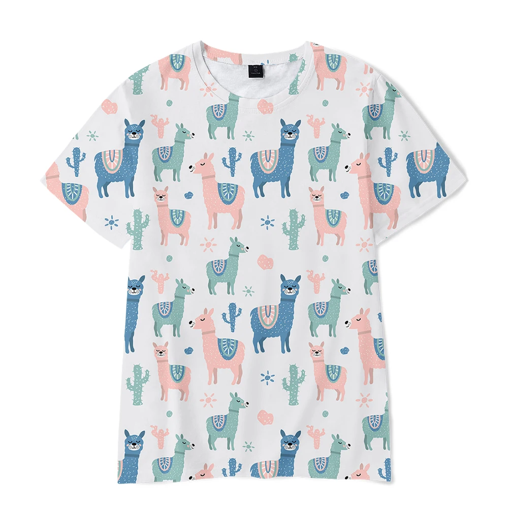 

2020 new alpaca Harajuku cute short-sleeved T-shirt girl casual cute clothing summer fashion animal pattern round neck T-shirt