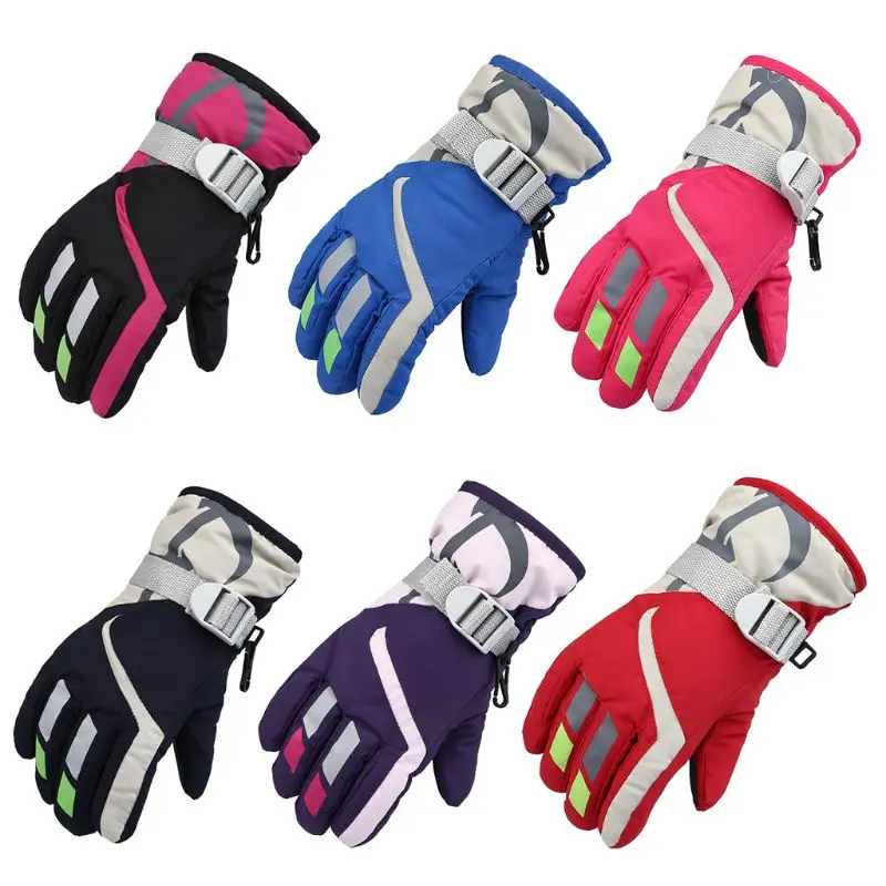 

23GD Children Boys Girls Winter Warm Windproof Sports Ski Gloves Kids Breathable Adjustable Glove
