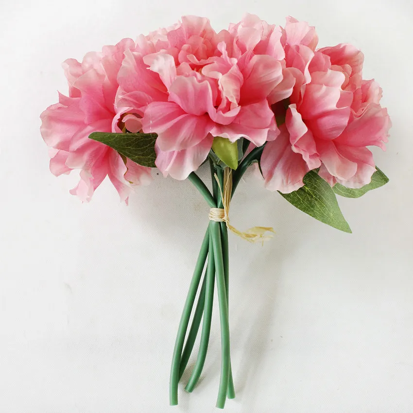 Red Peony A Bunch Искусственные цветы Пион свадебное оформление букета 5 голов пионы Искусственные цветы шелковые гортензии свадебные аксессуары - Цвет: Red Peony A Bunch