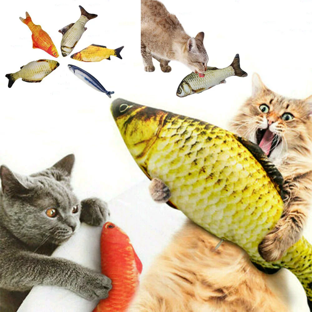 

Cat Fish Realistic Plush Toy Simulation Gift Pet Chewing Molar Play Funny Cat Toy Pet Molar Bite Toy Grass Carp Doll Pillow