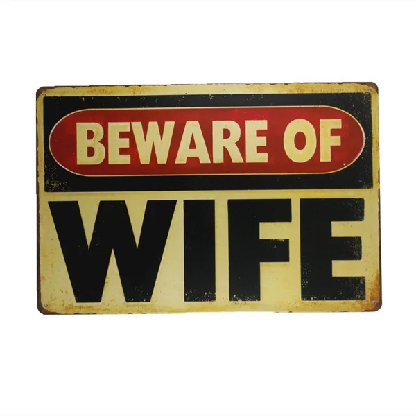 

DL-"Остерегайтесь жены", винтажная металлическая фотонаклейка для декора стен, жестяные знаки