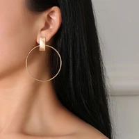 wangaiyao fashion simple round metal earrings japanese and korean temperament fashion circle earrings women