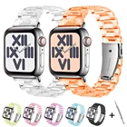 Ремешок полимерный для apple Watch 6 5 4 band 42 мм 38 мм, прозрачный стальной браслет для iwatch 6 series 5 4 32, 44 мм 40 мм