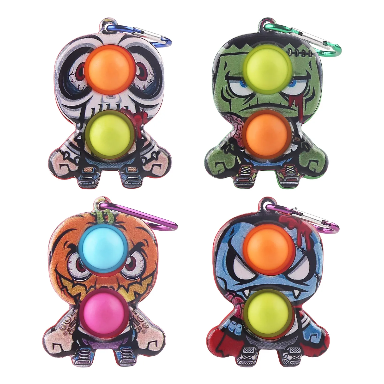 

Cartoon Ornaments Crafts Desktop Art Handmade DIY Toy Halloween Decompression Toy Finger Bubble Music Keychain Kids Gifts