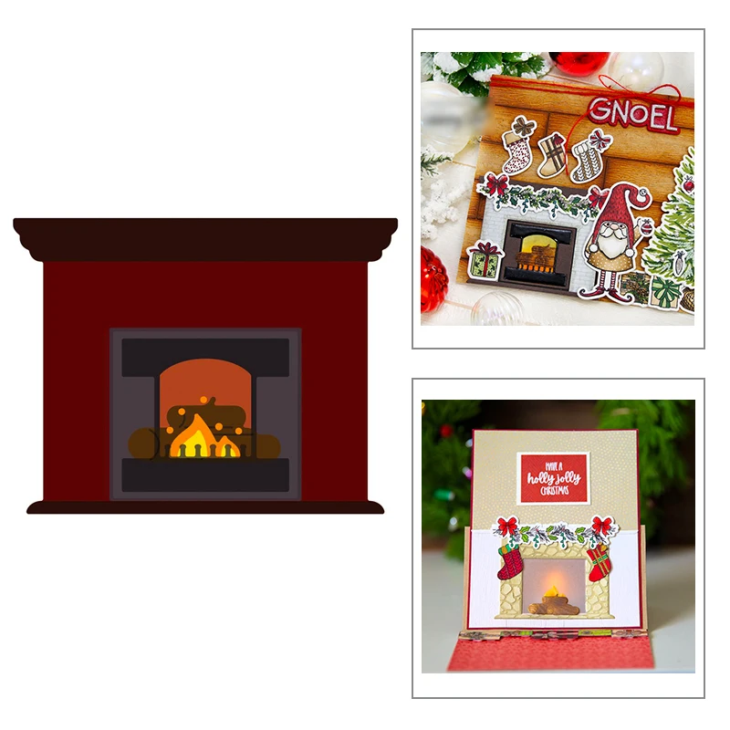 Новинка 2021 металлические штампы с рождественским камином и пламенем для