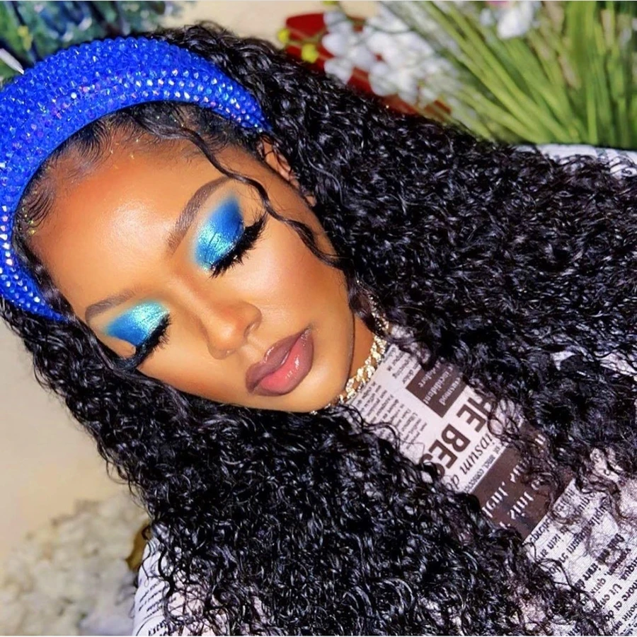 

QueenKing волосы волнистые парик с головной повязкой человеческие волосы 14 "-30" человеческих волос манекен для шарфа парика не гель без клея пари...