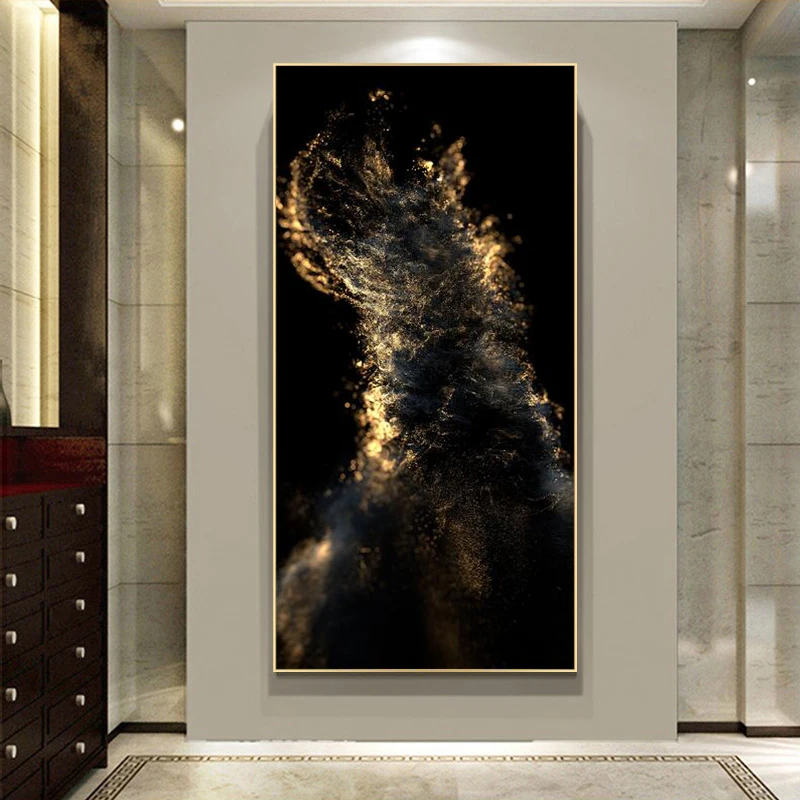 Большой размер Золотой абстрактные картины на холсте художественные плакаты и