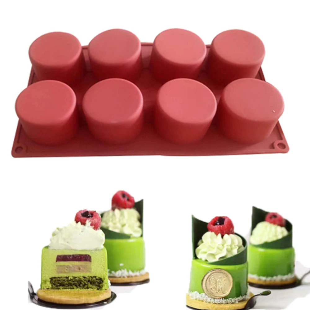 8 Continuous Round Cylinder Column Silicone Mold Suitable for Mousse Cake 3D Bake DIY Dessert |
