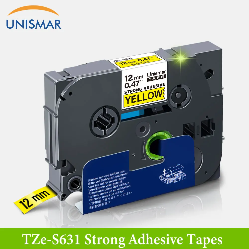 Unismar TZe S631 TzeS631 черный на желтом цвете ламинированная этикетка лента крепкие
