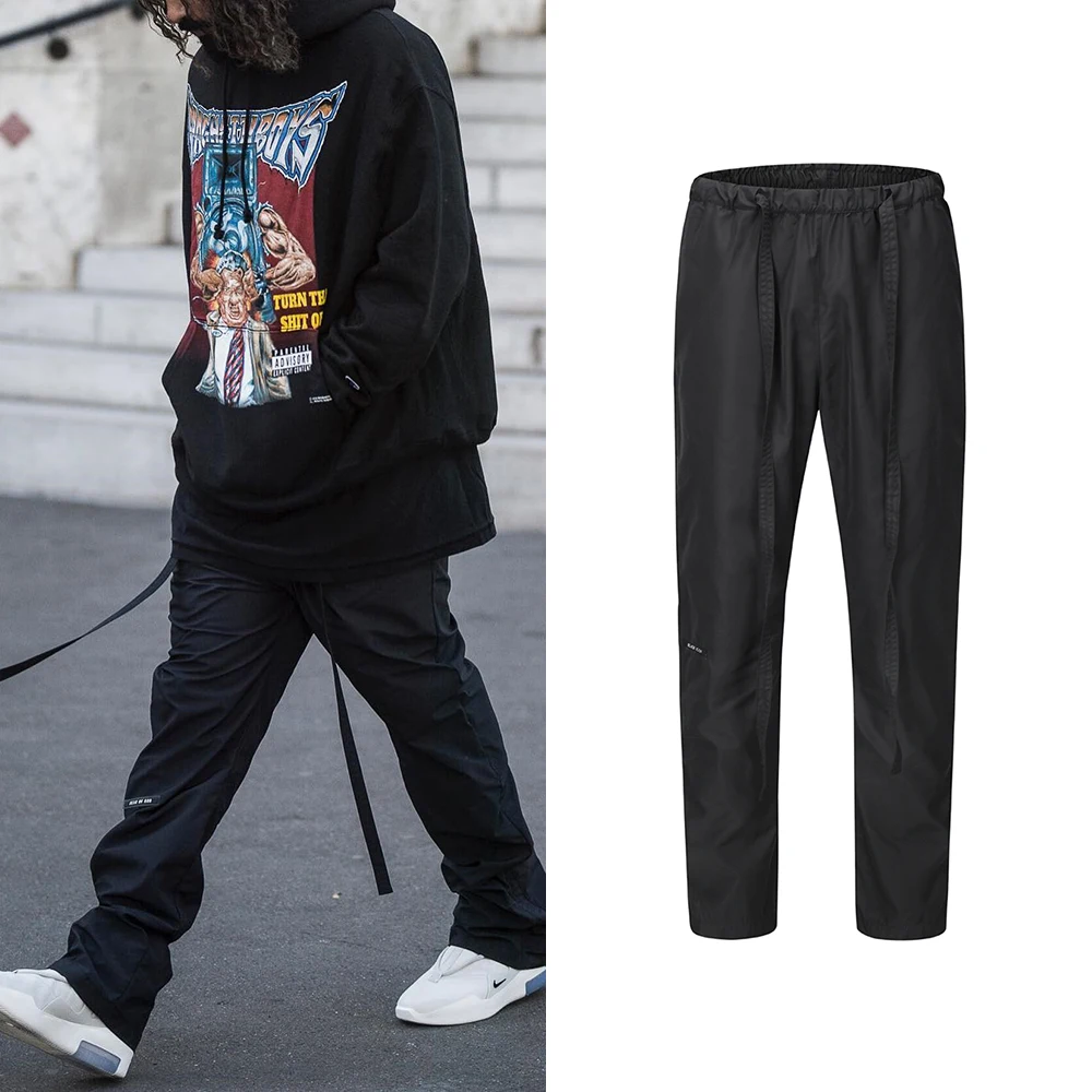 

Black Kanye West Jogger Sweatpant Streetwear Casual Velcro Strap Closure Trousers Hip Hop Vintage Loose Sweat Pants for Men