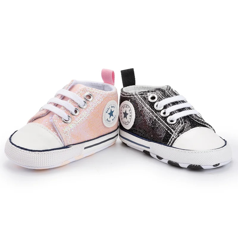 Модные Блестящие Кроссовки для новорожденных мальчиков и девочек мягкие