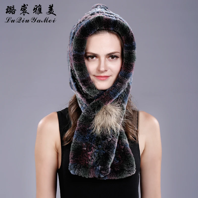 

Rabbit Fur Scarf Winter Women 2020 Fashion Pompom New Luxury Soft Natural Fur Scarves&Shawls Russian Female Scarf Genuine Fur