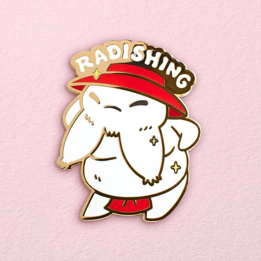 

Kawaii Radish Spirit Hard Enamel Pin Pastel Cartoon Plant Radishs Gold Brooch Medal Spirited Aways Anime Movie Fans Unique Gift