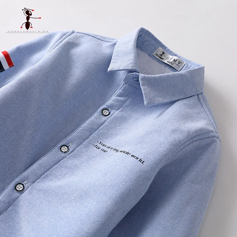 Оригинальная осенне зимняя теплая плюшевая рубашка для мальчиков с вышивкой от