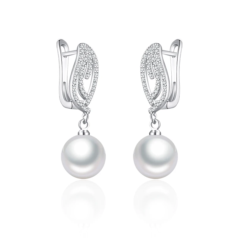 silver Женские серьги-подвески с фианитом MAIKALE, популярные висячие серьги с жемчужинами, новые аксессуары модные ювелирные изделия - Окраска металла: silver