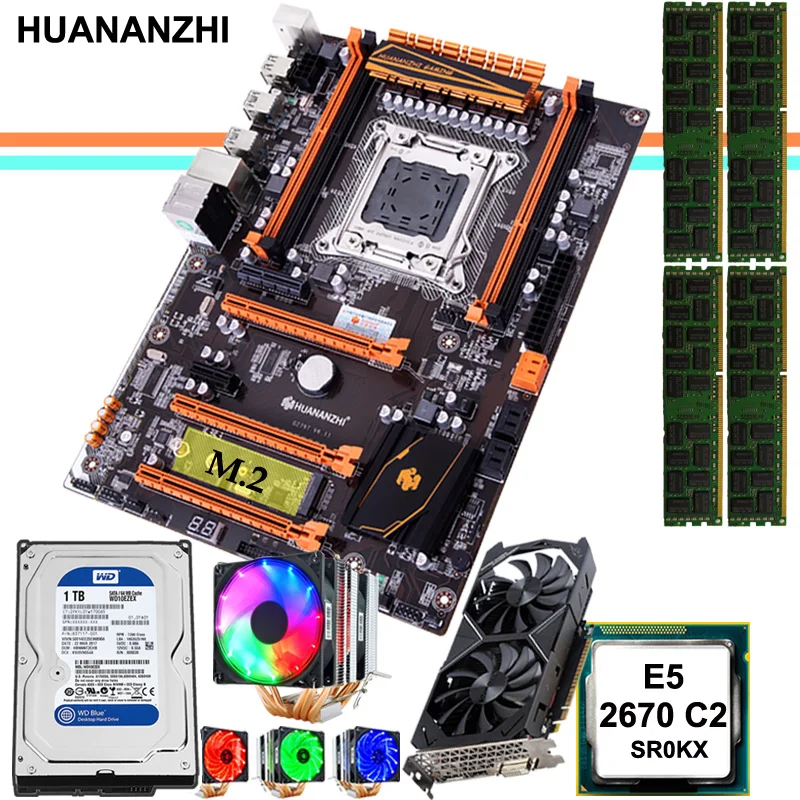 

HUANANZHI deluxe X79 motherboard CPU RAM combos with 1TB SATA HDD GTX1050Ti 4G video card E5 2670 C2 RAM 32G DDR3 RECC