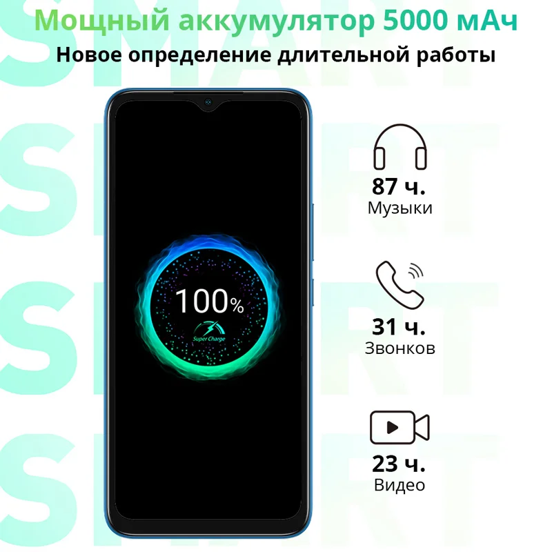 Смартфон Infinix Smart 6 2+32G 500nits 6.6”HD+ 5000 мАч Отпечаток пальца &amp Face ID российская