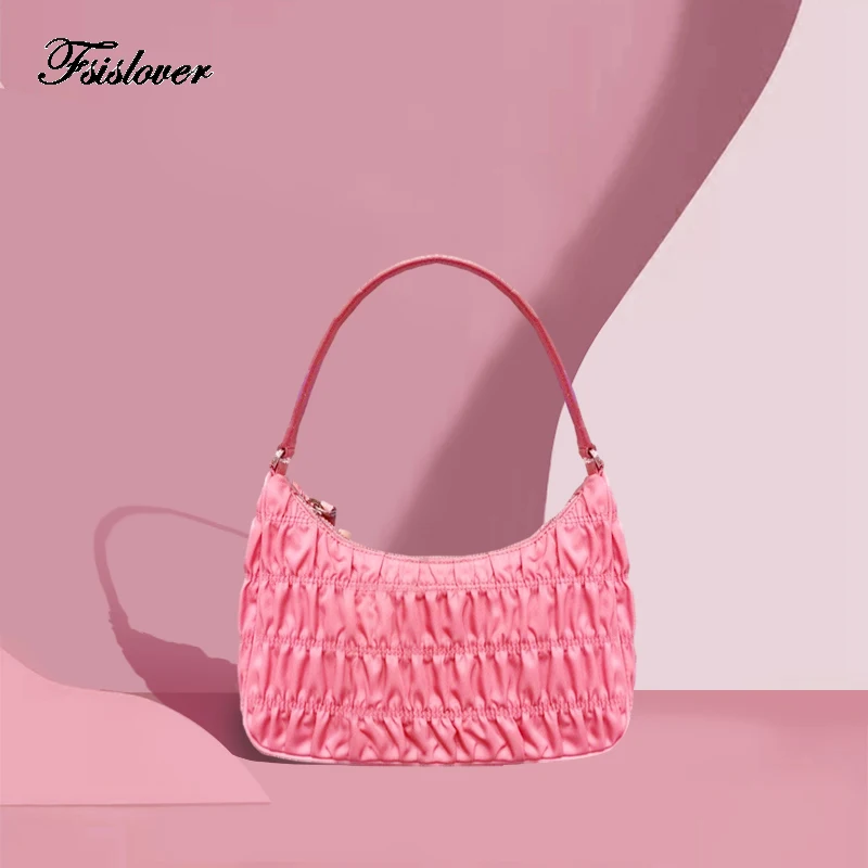 Новинка 2021 плиссированная Ретро сумка женская на плечо однотонная маленькая