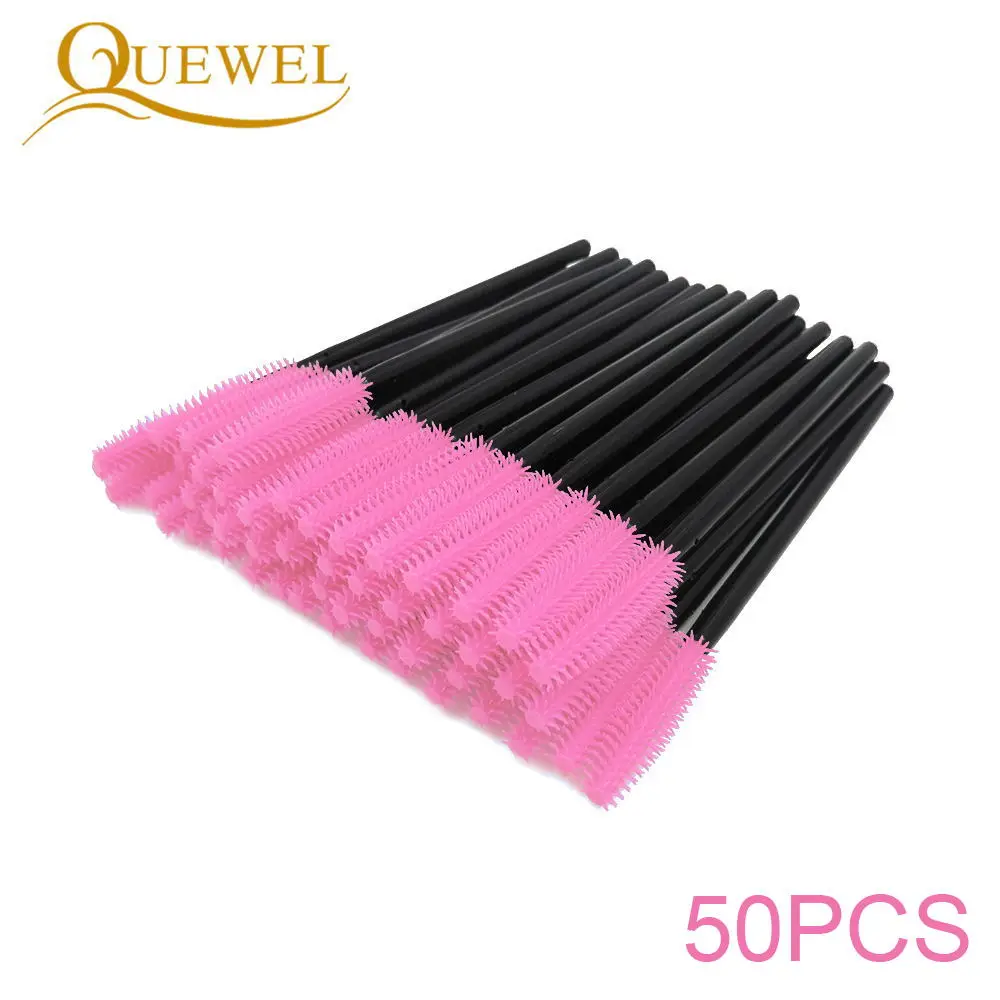 Pink 50 Pieces 50 шт., одноразовая щетка для ресниц, расческа, силиконовая гелевая тушь для ресниц, палочки для наращивания ресниц, профессиональный аппликатор, инструмент для макияжа глаз - Цвет: Pink 50 Pieces